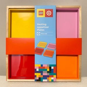 Target x LEGO Yellow Pink Red Orange Lego Nesting Appetizer Plates 5 Piece Set